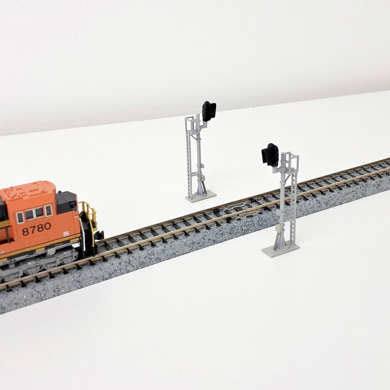 N Scale Modern Snow Hood D-Type Block Signal Set Freestanding NO LED'S