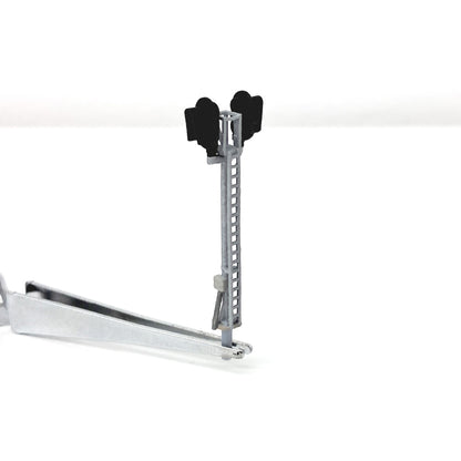 Ladder side view of a model railroad signal in N scale.