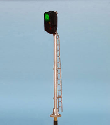 HO Scale Single Head 3 Light D-Type Snow Hood Mast Signal with LED's