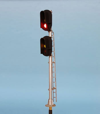 HO Scale Double Head 3 Light D-Type Snow Hood Mast Signal with LED's