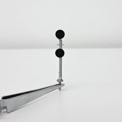 N scale double head searchlight signal front view.